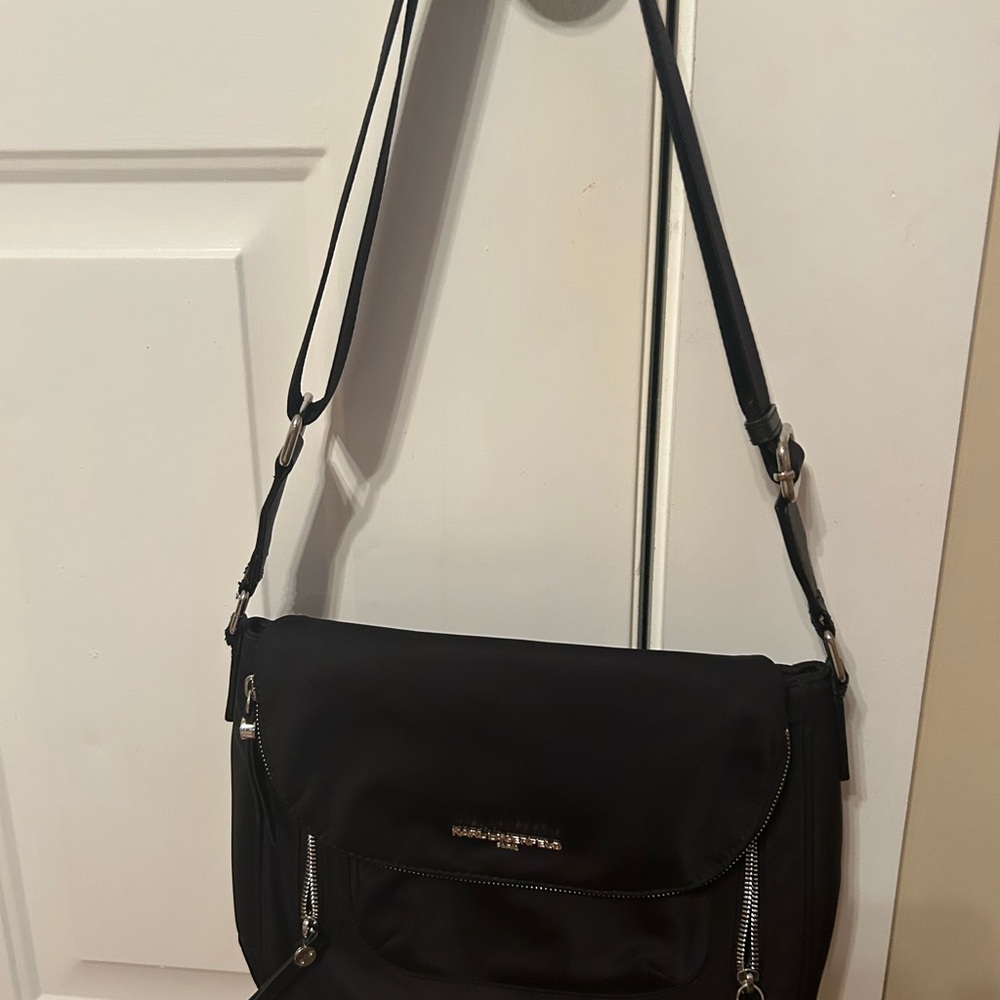 Karl Lagerfeld Black Crossbody Bag with Adjustable Strap